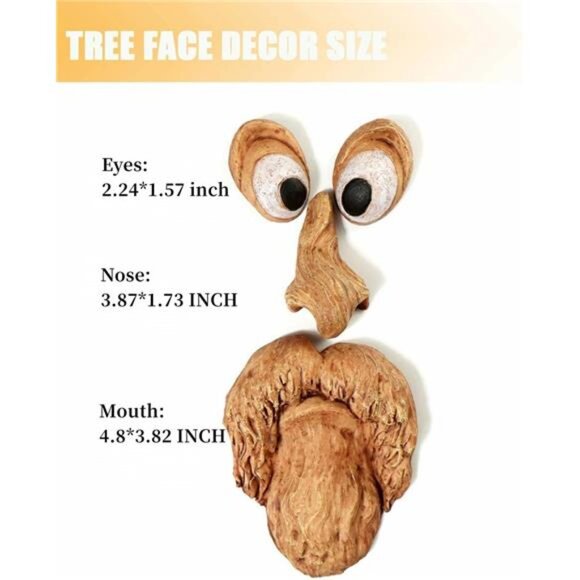 Tree Faces Decor Outdoor, 12 Inch Tree Face Outdoor Statues Old Man Tree Hugger - Picture 4 of 7